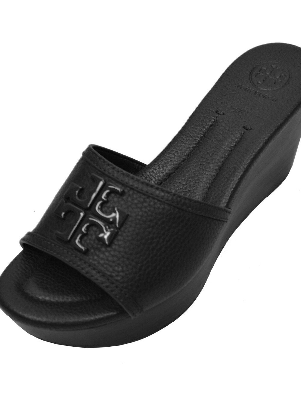 TORY BURCH LOWELL 2 80MM WEDGE SLIDE 50878 - PERFECT BLACK - Picture 3 of 4